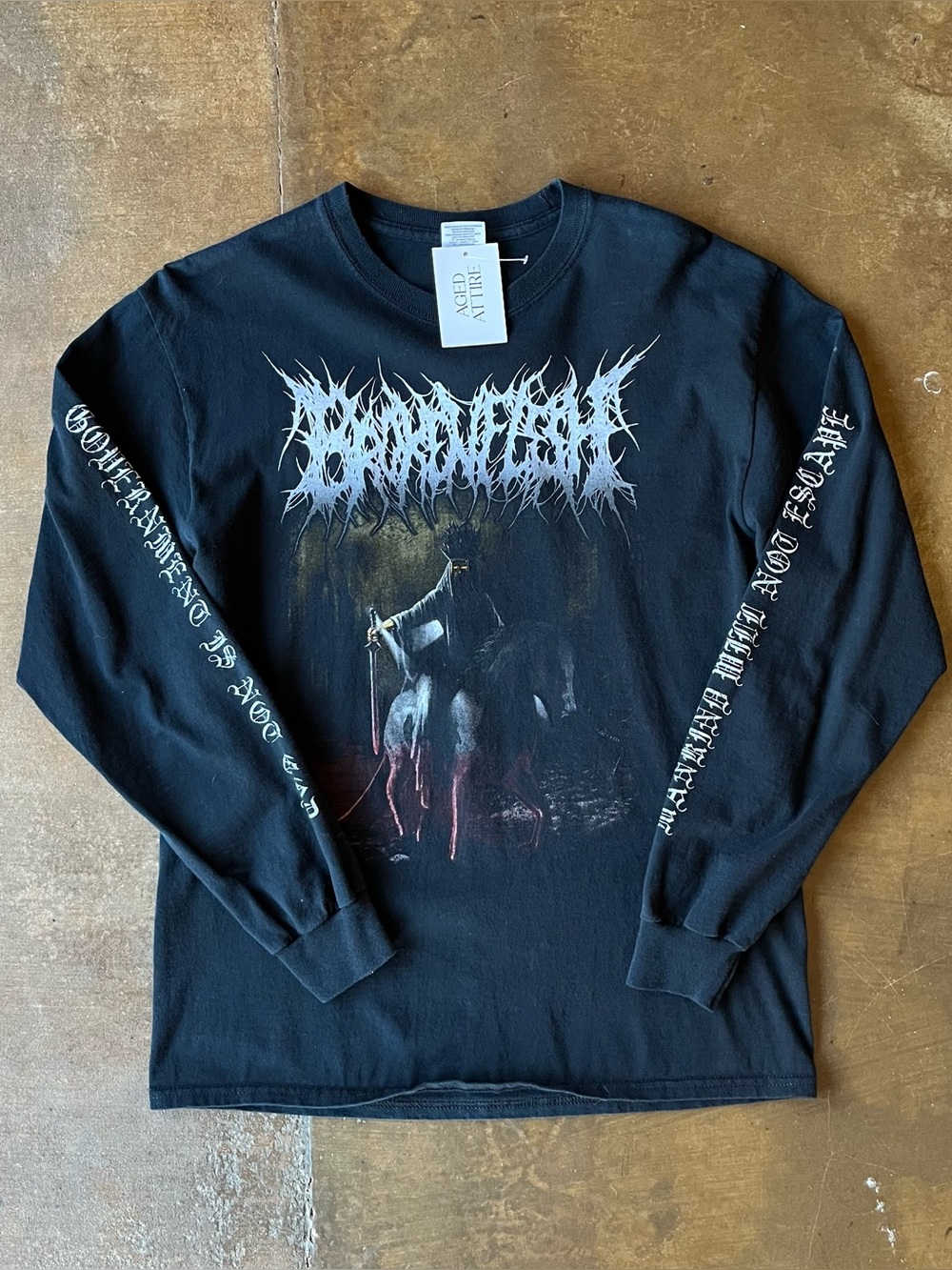 Vintage Y2K Brokenflesh War Bound Long Sleeve Hit Metal Band Tour T-Shirt M 90s
